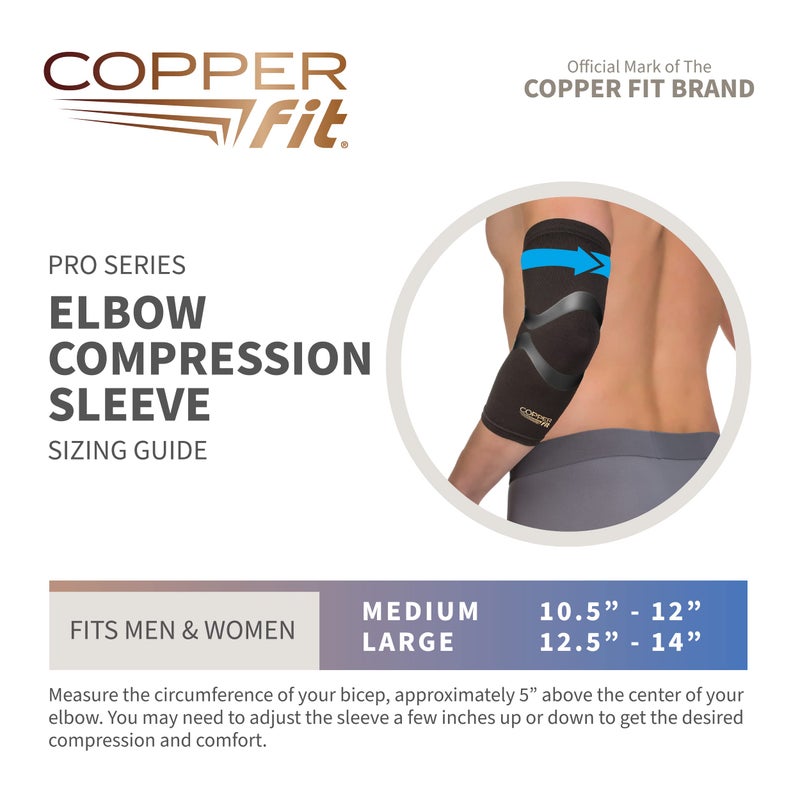 Copper Fit Pro Series Performance Compression Elbow Sleeve, Black with Copper Trim, Large - Image 3